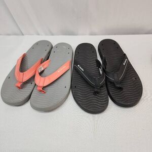 Columbia Women's Size 11 set of 2 Hood River Flip Sport Sandal Black and Coral S